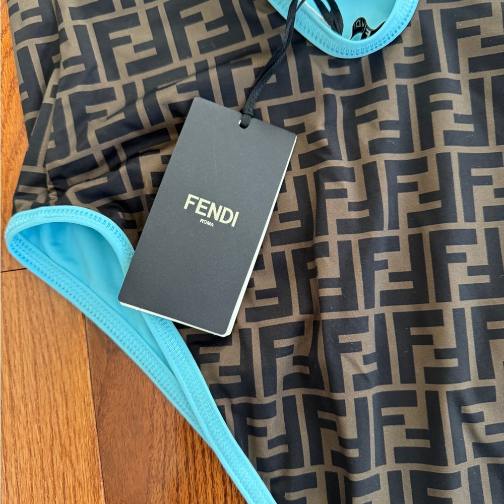 Fendi Neoclassic Tobacco One-Piece Bathing Suit. IT size 46/U.S. 10. NWT. - Picture 4 of 6